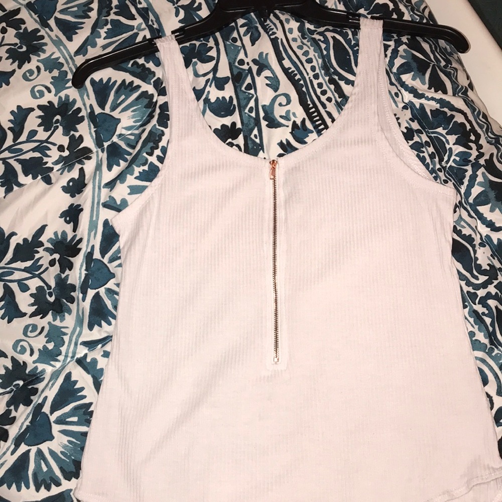 White Bodysuit W/ Rose gold zipper